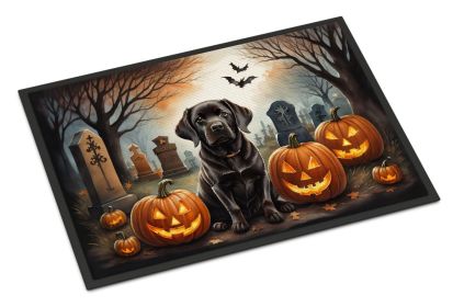 Chocolate Labrador Retriever Spooky Halloween Doormat Front Door Mat Indoor Outdoor Rugs for Entryway, Non Slip Washable Low Pile, 24H X 36W