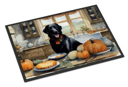 Black Lab Fall Kitchen Pumpkins Doormat Front Door Mat Indoor Outdoor Rugs for Entryway, Non Slip Washable Low Pile, 24H X 36W