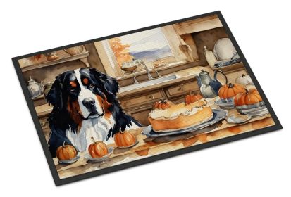 Bernese Mountain Dog Fall Kitchen Pumpkins Doormat Front Door Mat Indoor Outdoor Rugs for Entryway, Non Slip Washable Low Pile, 24H X 36W