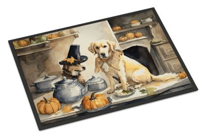 Yellow Lab Fall Kitchen Pumpkins Doormat Front Door Mat Indoor Outdoor Rugs for Entryway, Non Slip Washable Low Pile, 24H X 36W (Default: Default)
