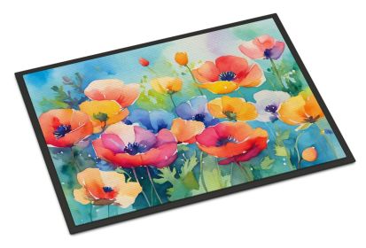 Anemones in Watercolor Doormat Front Door Mat Indoor Outdoor Rugs for Entryway, Non Slip Washable Low Pile, 24H X 36W (Default: Default)